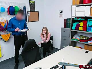 teen student in office lingerie gets fucked for stealing small tits blonde amateur reality