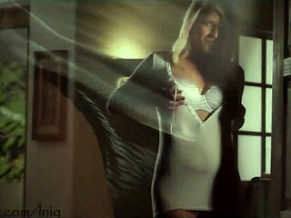 European babe strips clothes ripped in seductive striptease