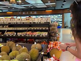 buy her anything if she wears cum on face at supermarket