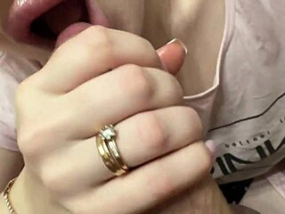 Friend Delivers Sweet Blowjob with Cum in Mouth After Break