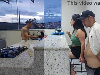 Rough Bareback Action with Sexy Wife in Kitchen Until She Cums