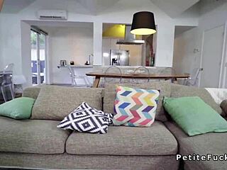 Petite Chestnut in POV Chokes on Huge Dick During Oral and Group Fucking.