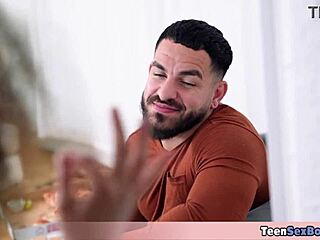 Geeky latina stepdaughter fucks her horny stepdad during study session