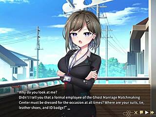 luna gives a blowjob in ghost marriage hentai game night 1