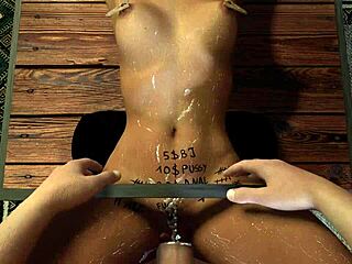 Bound whore's tight pussy creamed and pissing on cock!