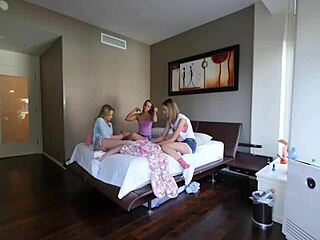 Several Teen 18+s Play Indecent Games with Sucking Oral Pussy