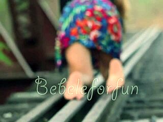 Girl with big natural tits walking ready