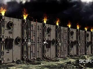 busty sexy blonde and extreme sex with an android in the sci-fi lab