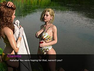 Hot brunette teen 18+ flirts passionately in erotic game, leading to pleasure.