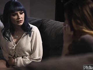 Busty tenant licks milf landlord's pussy