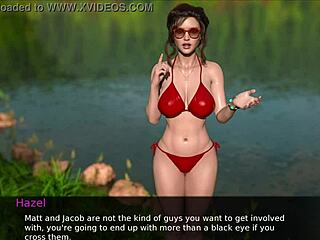 Hot brunette teen 18+ flirts passionately in erotic game, leading to pleasure.