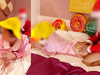 Creampie in small pussy during naughty Christmas cosplay!