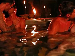 Late Night Hot Tub Fuckfest With Finn August Ethan Adams Colby Chambers And Mickey Knox Bareback