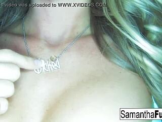 Blonde Pornstar Samantha Teases With Big Tits And Ass