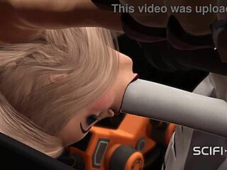 busty sexy blonde and extreme sex with an android in the sci-fi lab