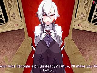 Arlecchino Performs Footwork And Blowjob In Genshin Impact POV