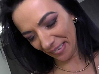 Intense facial drenches petite hottie's big tits