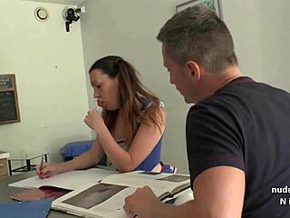 French Brunette Student in Uniform Sucks Teacher’s Cock with Amateur Flair