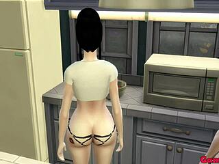 milk mother and wife episode 5 beautiful mother chichi with her 2 sons when husband goes to work in the kitchen ntr hentai