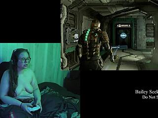 naked brunette plays deadspace part 2