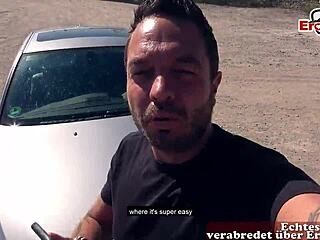deutsche milf hitchhiker picked up for car and outdoor date