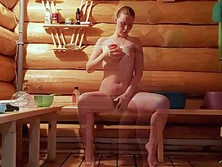 babe washes up and fingers her pussy solo