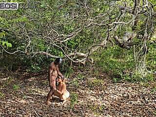 Brunette Fetish in Forest Feels Wild with Outdoor Interracial Anal Play