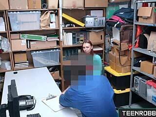 Redhead teen thief caught and punished at work