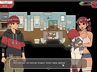 Taboo hentai game features teen 18+ girl giving public handjob in library