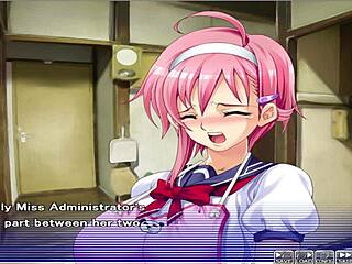 apartment of love ep 9 involves watching through a peeping hole in cartoon hentai anime game.