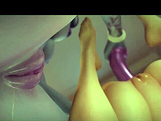 Lesbian Sluts Use Strapon in 3D.