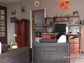 French Redhead Slut in Lingerie Deep Sodomized on Floor