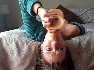 Upside Down Dildo Gag Deepthroat Rough Choking Petite 18+ Small Tits Homemade Milf