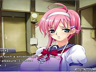 apartment of love ep 9 involves watching through a peeping hole in cartoon hentai anime game.