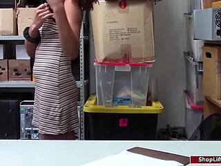 Officer Engages In Detailed Fucking With Thief Female Employee At Work Office