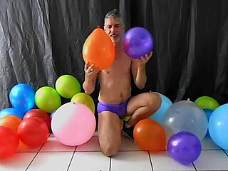 Balloon play with horny gay dilf richard lennox 😈