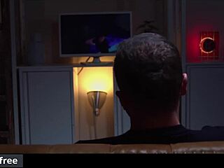 handsome guy jerks off watching muscular men fuck