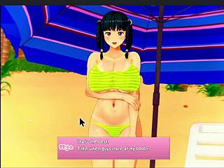 perfect day at the beach with mya in 3d action