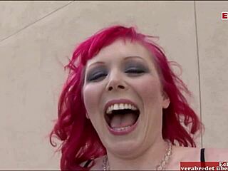 Curvy busty redhead slut enjoys big black cock intensely