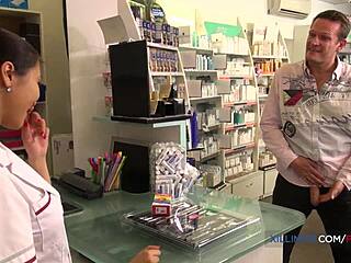 french pharmacist takes huge cock deep in her tight ass during wild session.