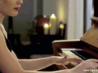 Blonde and brunette take turns in an upside down blowjob, swallowing cum eagerly for another round.