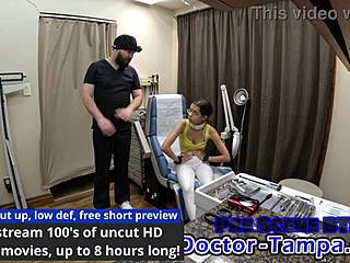 Doctor Tampa Examines Virgin Orphan Aria Nicole in Latex Gloves