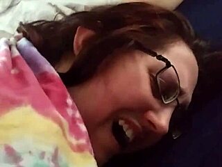 Husband Fingers Nerdy Brunette Wife's Tight Pussy and Ass!