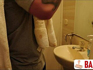 Busty Neighbor Fucks in Shared Bathroom