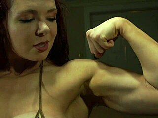 This Busty Redhead Bodybuilder Flexes And Fucks In Cowgirl Style!