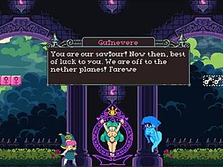 Teen witch in pixel hentai game gets monster cock titjob