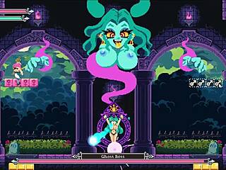 Teen witch in pixel hentai game gets monster cock titjob