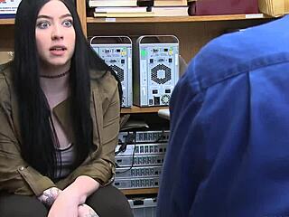 Thick white beauty contrasts with investigator's huge cock in intense fuck