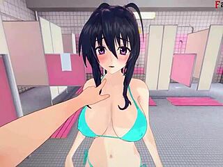 Akeno boldly asks for intense sex in the public pool during HS DXD NTR madness