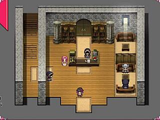 Petite witch Ceres masturbates cock for cum on tits in hentai game part 5.